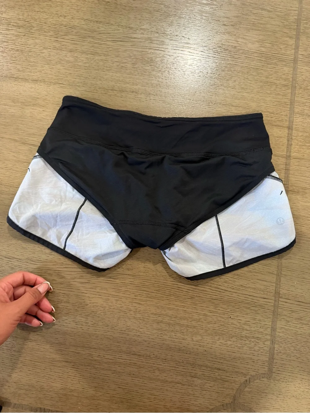lululemon athletica Teal and Black Printed Run Shorts